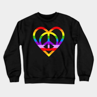 Rainbow Pride Peace Sign And Heart Crewneck Sweatshirt